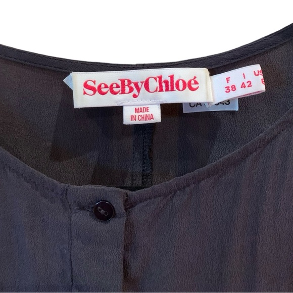 See by Chloe Silk Dress Charcoal Grey Size 6 - Picture 7 of 7